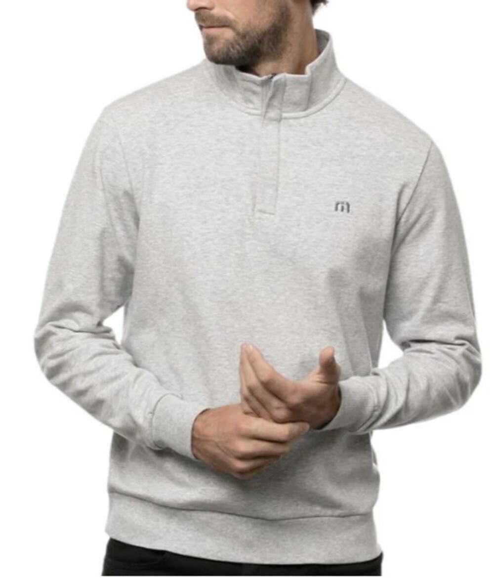Travis Mathew Men's S Heather Light Gray Cloud Quarter Zip 2.0 Sweater T4-5